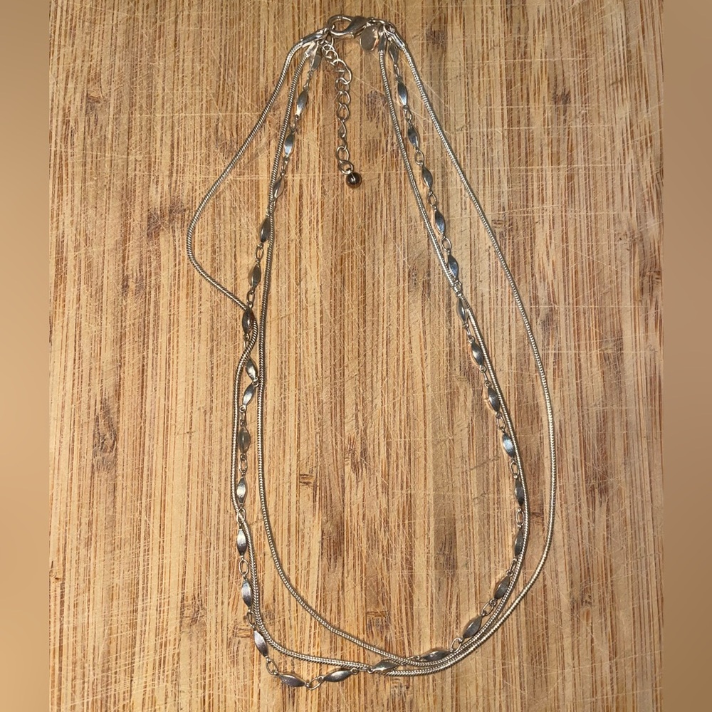 Express 3 Strand Silvertone Necklace